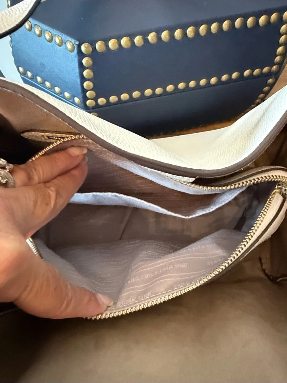 Kate Spade Cream Pebbled Leather Shoulder Tote with dust bag